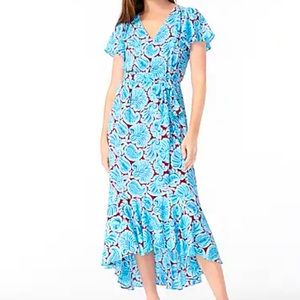 NWT J Crew v-neck flutter hem hi-low dress, sz. 24